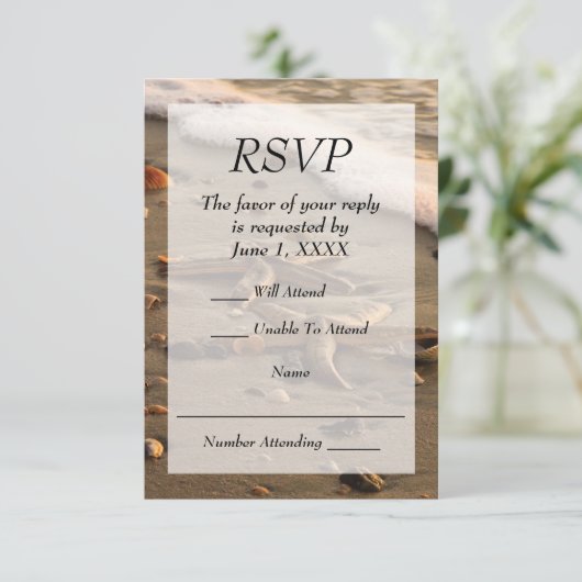 Hochzeit oder UAWG am Strand RSVP Karte (Stehend Vorderseite)