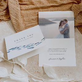 Hochzeit oder Verlobung von Blauen Wasserfarben an Dankeskarte