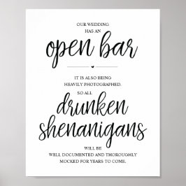 Hochzeit Offene Bar, betrunkene Shenanigans unters Poster