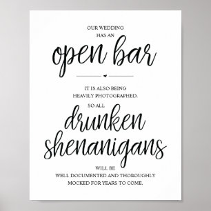 Hochzeit Offene Bar, betrunkene Shenanigans unters Poster