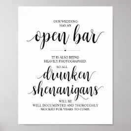 Hochzeit Offene Bar, betrunkene Shenanigans unters Poster