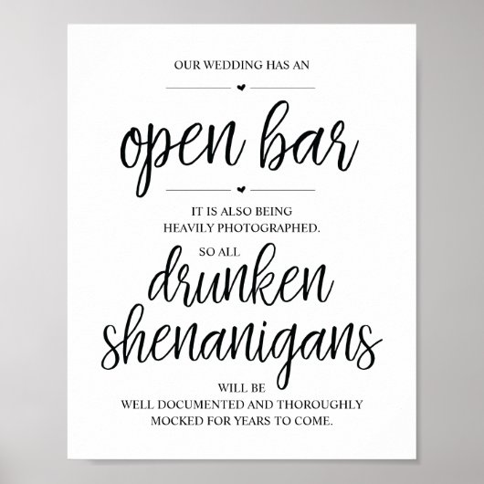 Hochzeit Offene Bar, betrunkene Shenanigans unters Poster (Vorne)