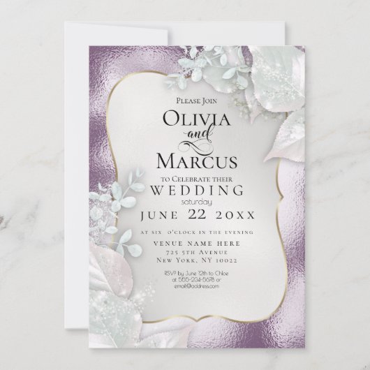 HOCHZEIT | Ögplant Pearl Shimmer Einladung (Vorderseite)