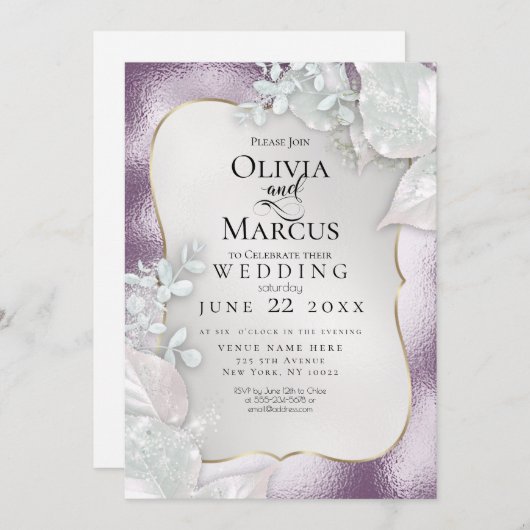 HOCHZEIT | Ögplant Pearl Shimmer Einladung (Vorne/Hinten)