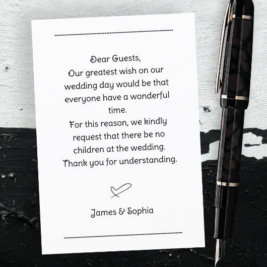 Hochzeit Ohne Kinder Bitte Karte