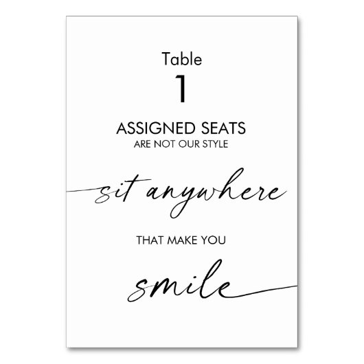 Hochzeit ohne zugewiesene Sitzplätze, überall unte Tischnummer (Vorderseite)