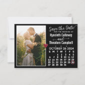 Hochzeit Oktober 2024 Kalender Custom Foto Black Save The Date (Vorderseite)