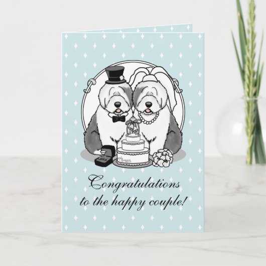 Hochzeit Old English Sheepdogs Bride Groom Gray 1 Karte (Vorderseite)