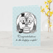 Hochzeit Old English Sheepdogs Bride Groom Gray 1 Karte (Gelbe Blume)