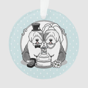 Hochzeit Old English Sheepdogs Bride Groom Gray 1 Ornament