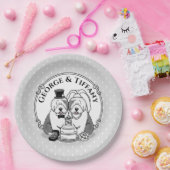 Hochzeit Old English Sheepdogs Bride Groom Gray 1 Pappteller (Party)