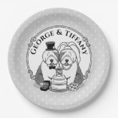 Hochzeit Old English Sheepdogs Bride Groom Gray 1 Pappteller (Vorderseite)