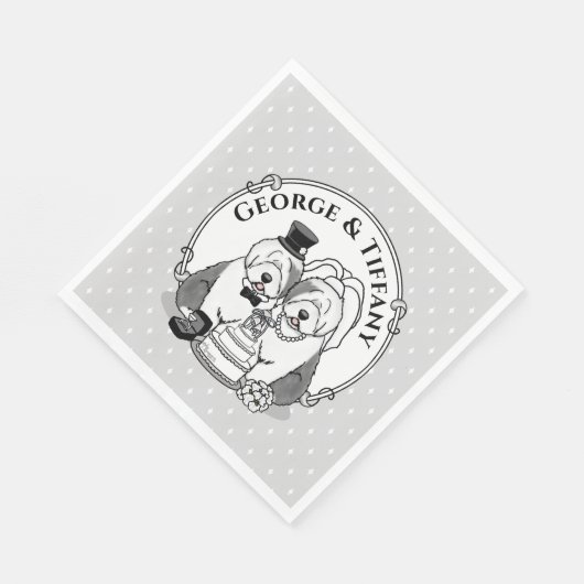 Hochzeit Old English Sheepdogs Bride Groom Gray 1 Serviette (Ecke)