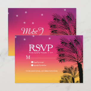 Hochzeit Ombre Sunset Beach Tropische Palmen Einladung