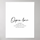Hochzeit Open Bar Modern Elegantes Zeichen Poster (Vorne)