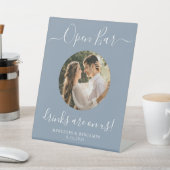 Hochzeit Open Bar Personalisiert Dusty Blue Foto Sockelschild (In SItu)