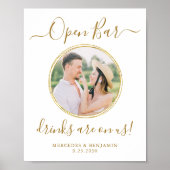 Hochzeit Open Bar Personalisiert Elegantes Gold Fo Poster (Vorne)