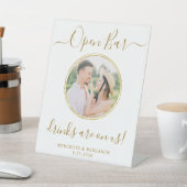 Hochzeit Open Bar Personalisiert Elegantes Gold Fo Sockelschild (In SItu)