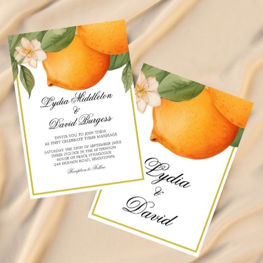 Hochzeit Orange Citrus Sommer Elegant Einladung