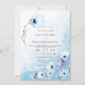Hochzeit | Pale Blue Watercolor Anemone Garden Einladung (Vorderseite)