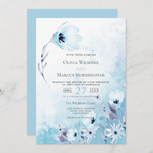 Hochzeit   Pale Blue Watercolor Anemone Garden Einladung