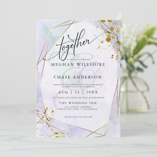 HOCHZEIT | Pale Lilac Seafoam Green Gold Jaspé (Stehend Vorderseite)