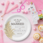 Hochzeit Pampas Grass Tan On White Boho Rustic Pappteller (Party)