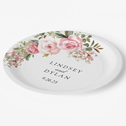 Hochzeit Pappteller (Schrägansicht)