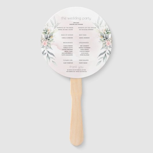 Hochzeit | Pellrosa Blume Silver Sage Blätter Fächer (Rückseite)