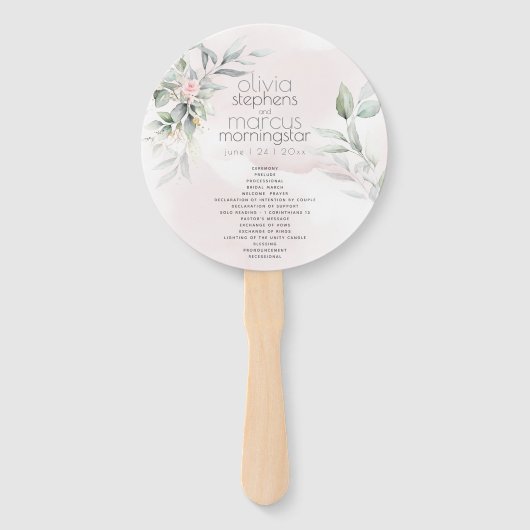 Hochzeit | Pellrosa Blume Silver Sage Blätter Fächer (Vorderseite)