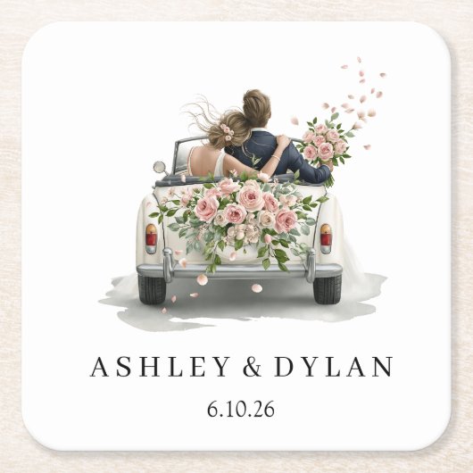 Hochzeit personalisieren  rechteckiger pappuntersetzer (Vorderseite)