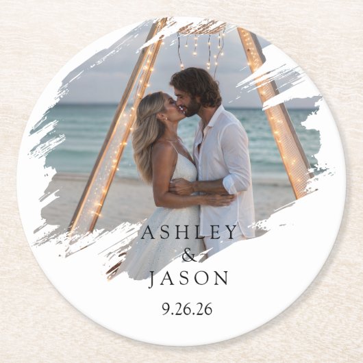 Hochzeit personalisieren runder pappuntersetzer (Vorderseite)