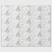 Hochzeit personalisieren Wasserfarbe Rosen Damask Geschenkpapier (Flach)