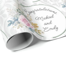 Hochzeit personalisieren Wasserfarbe Rosen Damask