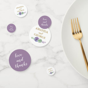 Hochzeit personalisiertes Konfetti Gold und lila