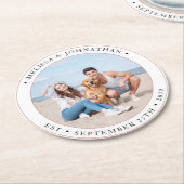 Hochzeit Personalisiertes modernes Foto Runder Pappuntersetzer (Angewinkelt)