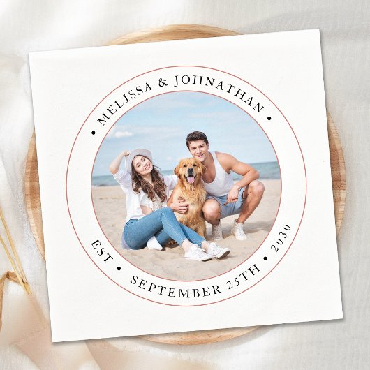 Hochzeit Personalisiertes modernes Foto Serviette