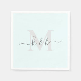 Hochzeit Personalisiertes Script Icy Blue Cocktail Serviette