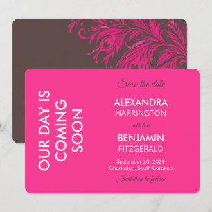 Hochzeit Pfau Botanisch Pink Couture Save The Date