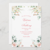 Hochzeit Pink Floral Elegant Pink Script Hochzeit Einladung (Vorne/Hinten)