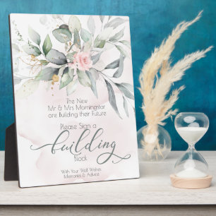 Hochzeit Pink Watercolor Rose BOHO Gebäude Block Fotoplatte