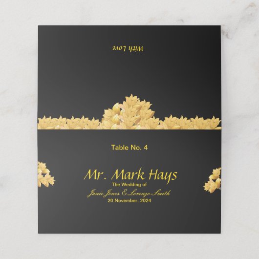 Hochzeit Platzkarte (Außenseite Aufgefaltet)