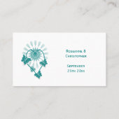 Hochzeit Platzkarte Aquamarine Schmetterlinge Herz (Rückseite)