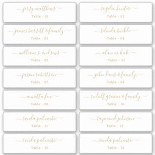 Hochzeit Platzkarte Gästebamen Tischnummer Gold Aufkleber