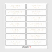 Hochzeit Platzkarte Gästebamen Tischnummer Gold Aufkleber (Blatt)