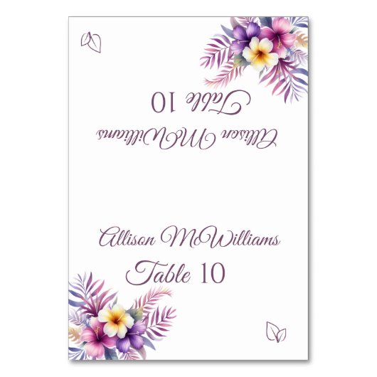 Hochzeit Platzkarte-Insel Romance-Vegetarier- Tischnummer (Vorderseite)