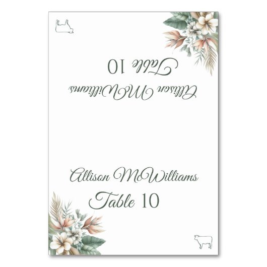 Hochzeit Platzkarte-Tropisches Elegance-Meat- Tischnummer (Vorderseite)