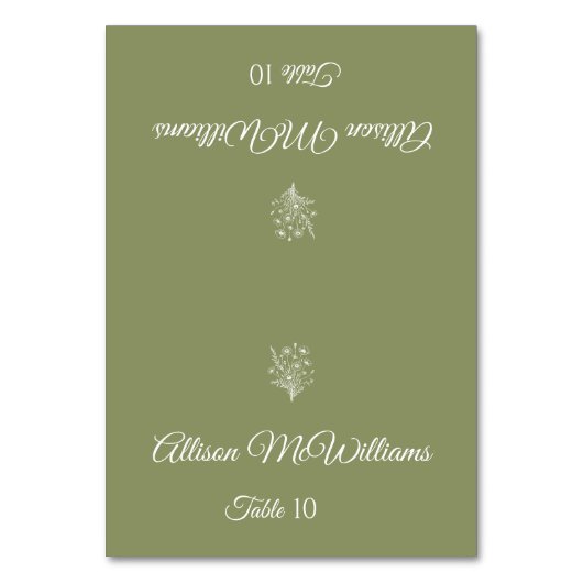 Hochzeit Platzkarte-Vegetarian-Wildblume Elegante Tischnummer (Vorderseite)