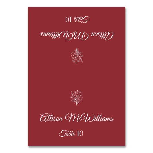 Hochzeit Platzkarte-Vegetarian-Wildblume Elegante Tischnummer (Vorderseite)