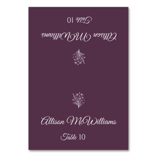 Hochzeit Platzkarte-Vegetarian-Wildblume Elegante Tischnummer (Vorderseite)